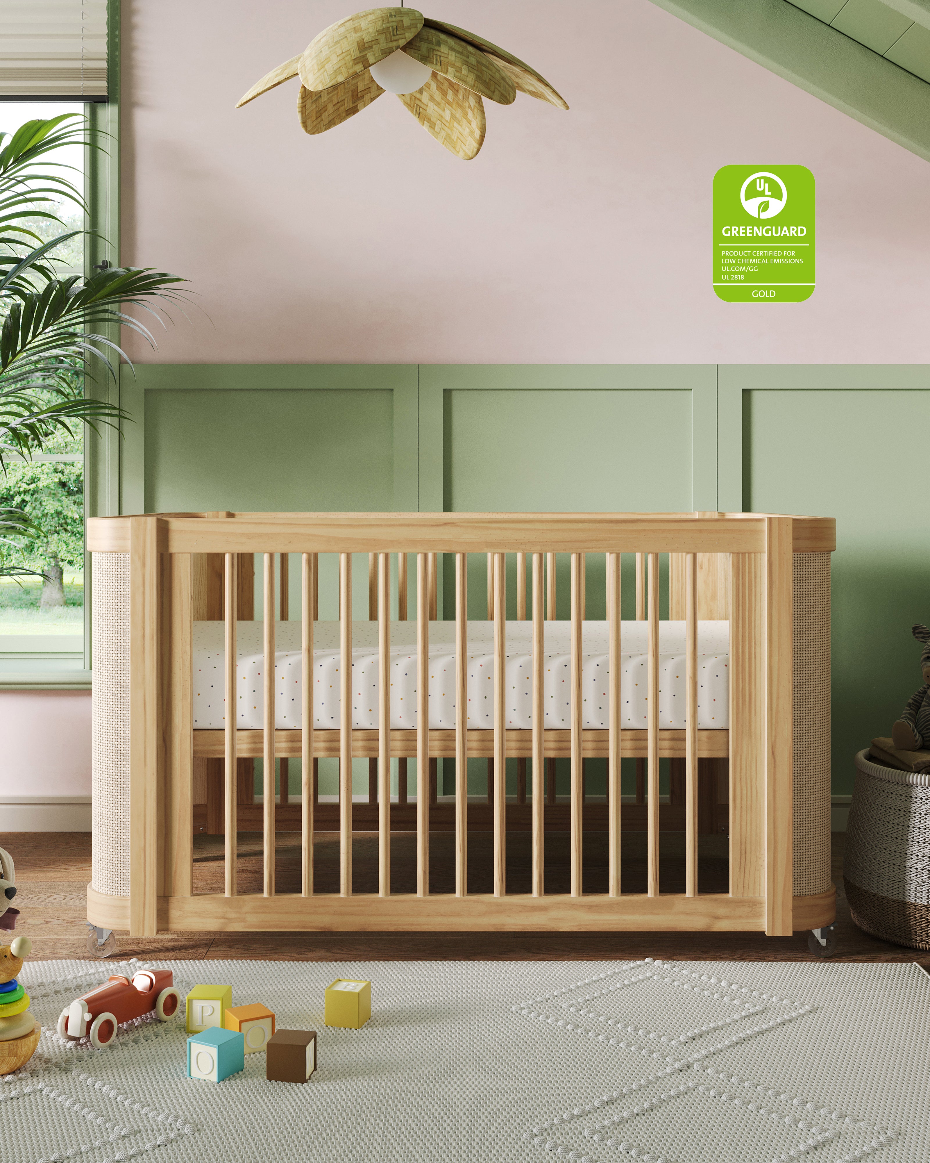 Green cheap baby crib