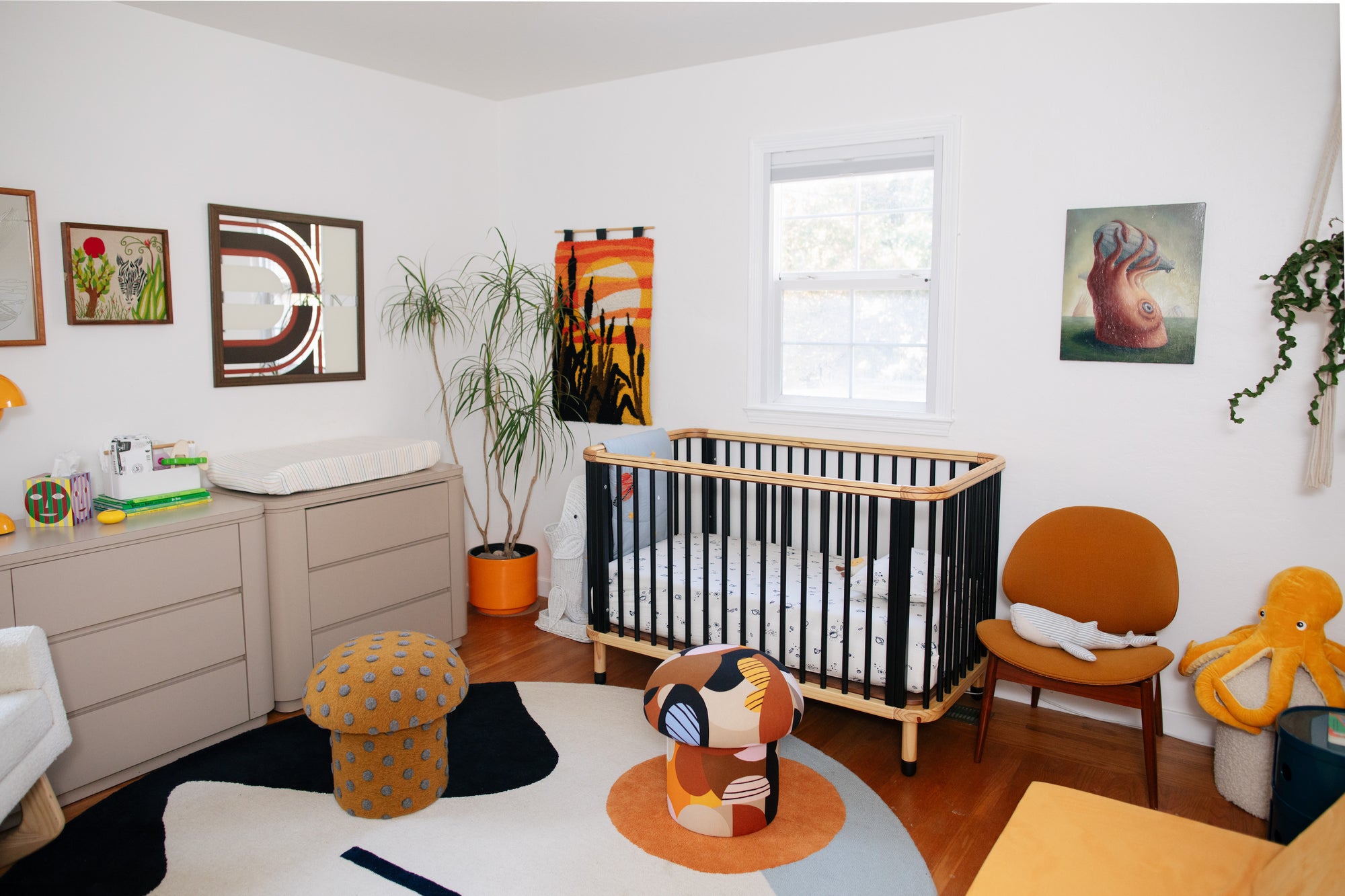 A Magical Nursery Decor: Colorful Mushroom Ottomans