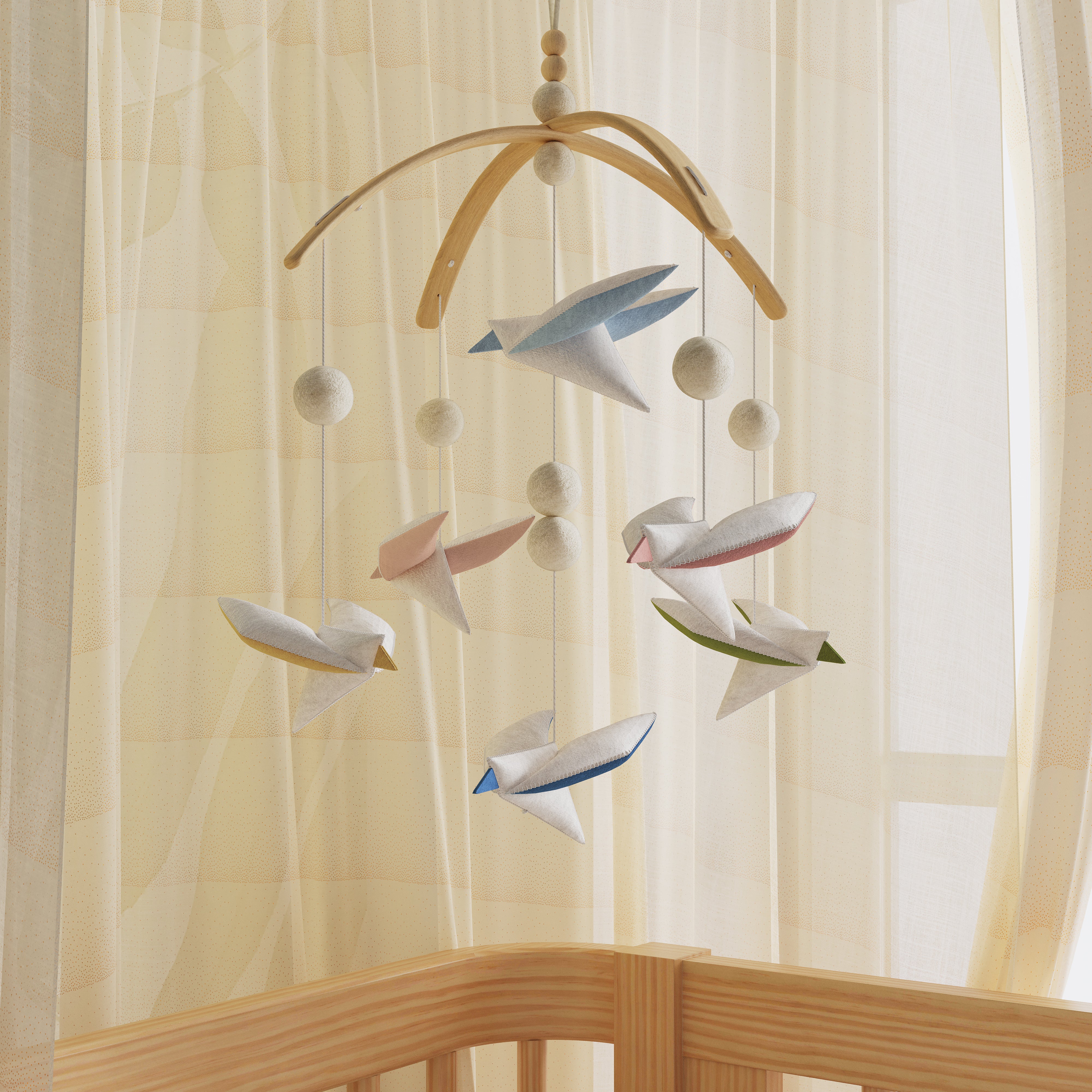 Modern Nursery Mobile, New Baby Mobile, Crib Mobile for Baby, Flying Bird factory Baby G