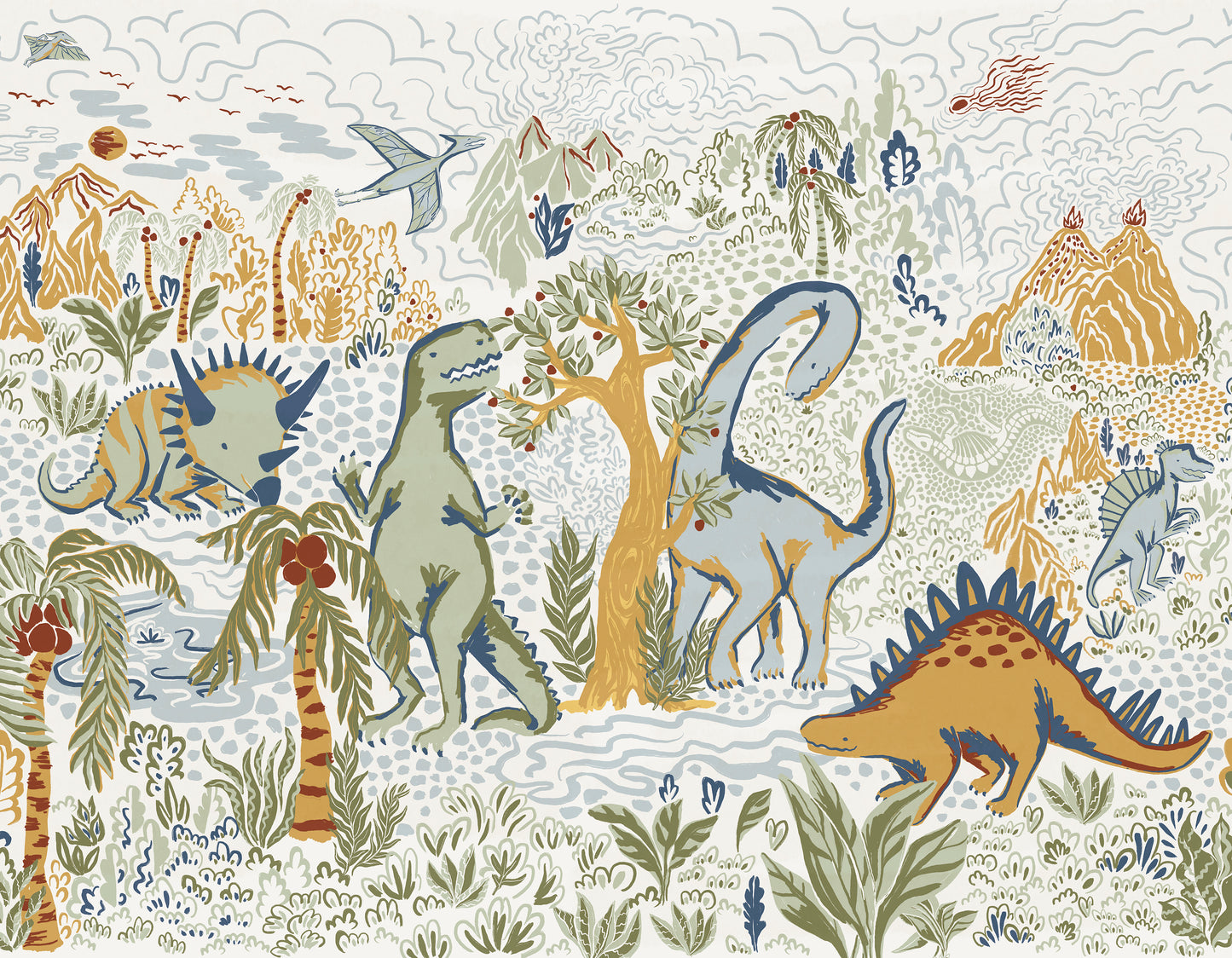 Dinosaur Island Wall Mural Sample