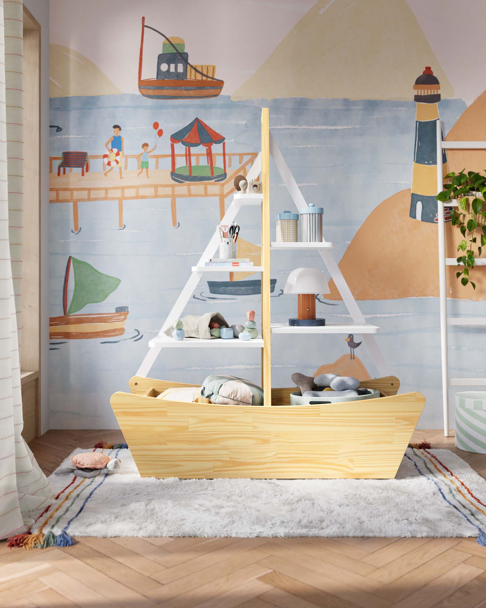 Boat bookcase for nursery on sale