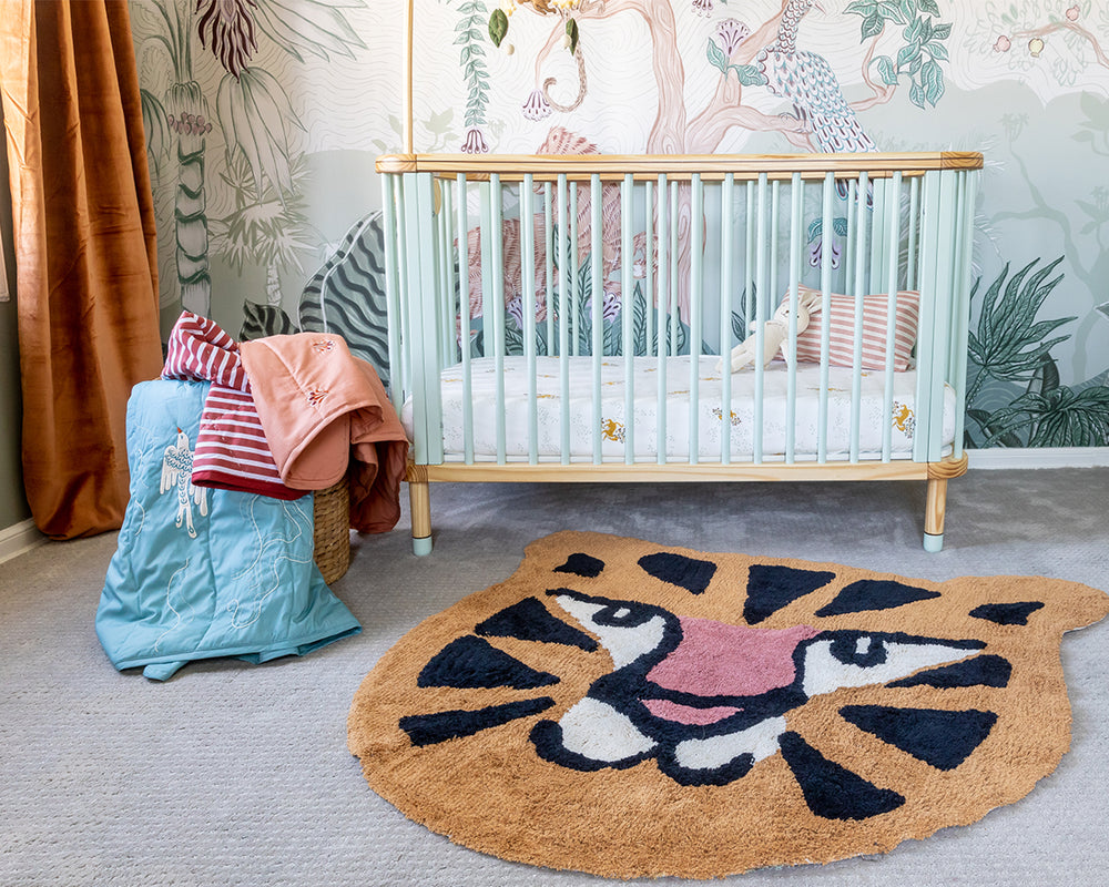 Jungle themed rugs for 2024 nursery