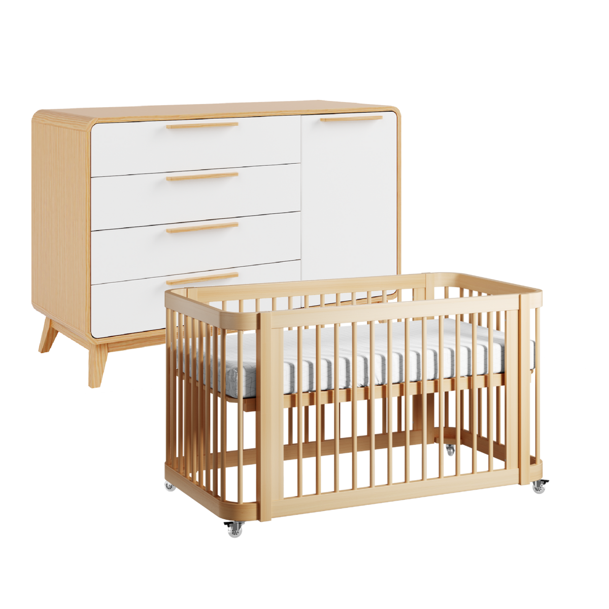 Wave Crib & Dresser 2 Piece Set