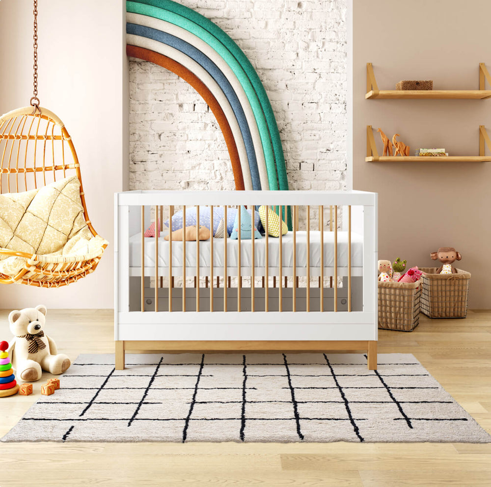 Natural and white crib hot sale